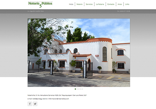 Sitio web de Notaría Pública 5 de San Luis Potosí